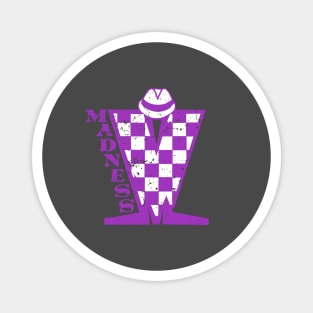 Madness Vintage Checkerboard Purple & White Magnet